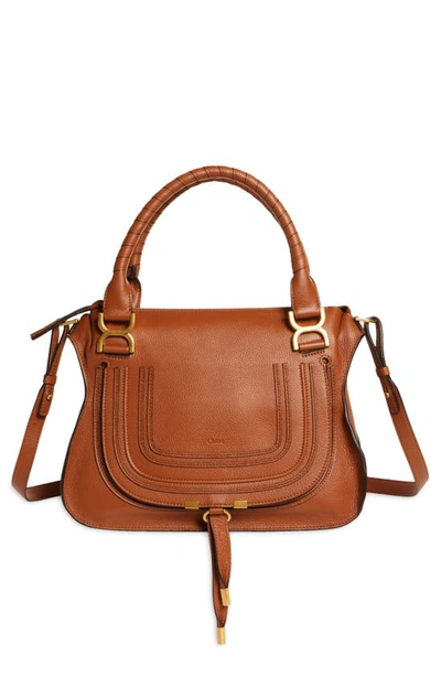 Chloé Medium Marcie Leather Satchel In Tan