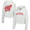 League Collegiate Wear Ash Wisconsin Badgers 2-hit 1636 Cropped Pullover Hoodie In Ash