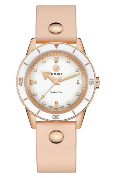 Rado Captain Cook Marina Hoermanseder Leather Strap Watch, 37mm In Pink