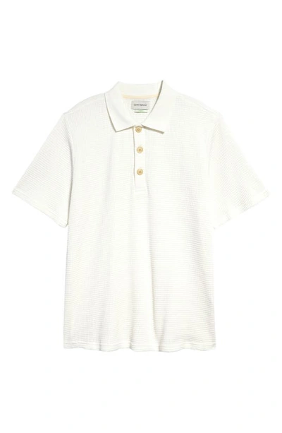 Oliver Spencer Tabley Waffle Organic Cotton Blend Polo In Cream