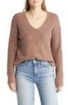 Caslon Directional V-neck Sweater In Brown Mink Heather