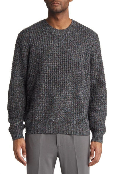 Vince Marled Waffle Crewneck Sweater In Grey