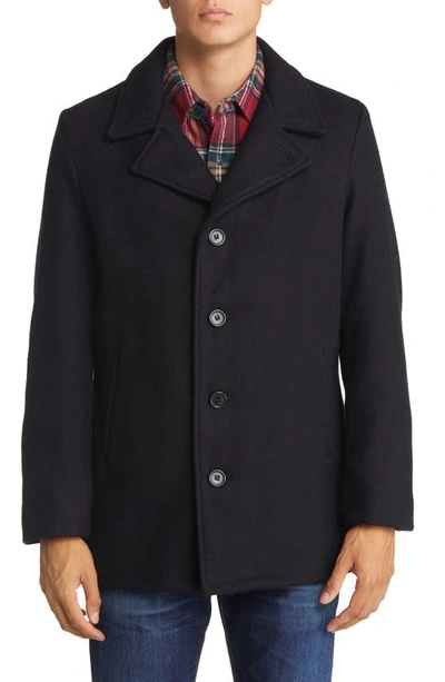 Schott Wool Blend Car Coat In Navy