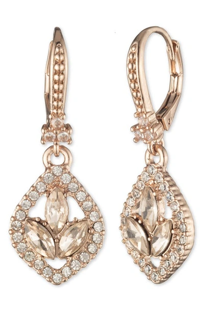 Marchesa Crystal Single Drop Earrings In Rgld/ Silk