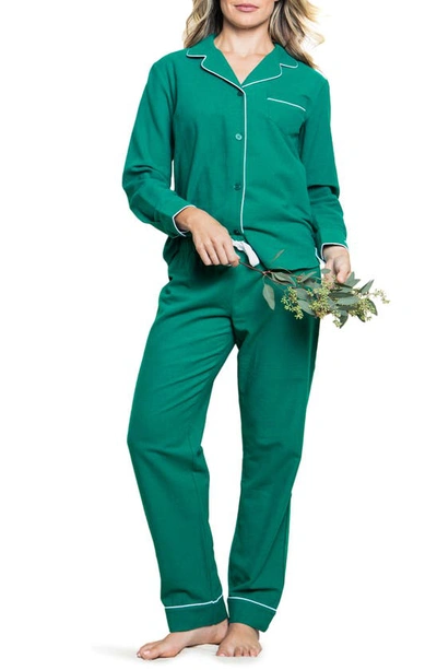 Petite Plume Classic Flannel Pajamas In Green