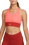 Nike Women's Swoosh Medium-support 1-piece Padded Longline Sports Bra In Red