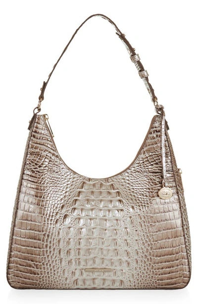 Brahmin Tabitha Croc Embossed Leather Shoulder Bag In Alabaster