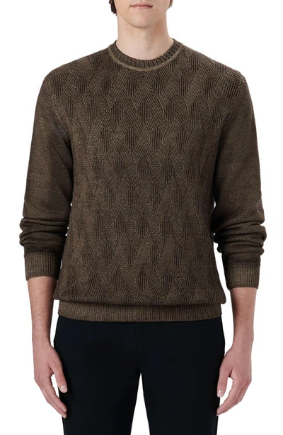 Bugatchi Diamond Stitch Merino Wool Sweater In Olive