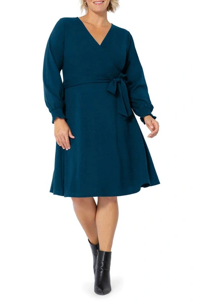 Leota Perfect Long Sleeve Faux Wrap Dress In Ibmc