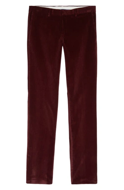 Ted Baker London Rodger Extra Trim Fit Corduroy Pants In Burgundy