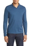 Robert Barakett Adison Long Sleeve Johnny Collar Polo In Night Teal