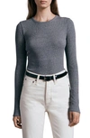 Rag & Bone Essential Rib Long-sleeve Top In Grey