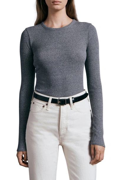 Rag & Bone Essential Rib Long-sleeve Top In Grey