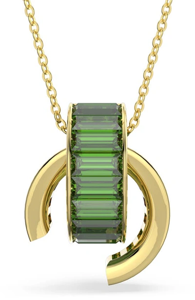 Swarovski Women's Matrix Goldtone-plated & Baguette Crystal Pendant Necklace In Green