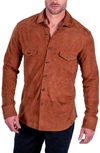 Comstock & Co. Bannock Suede Button-up Shirt In Rust