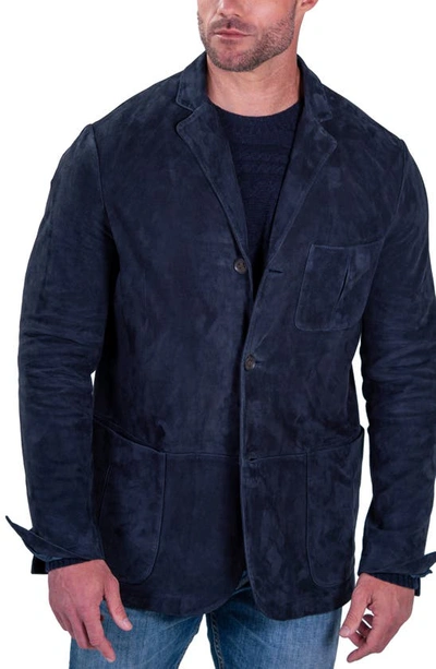 Comstock & Co. Confidant Suede Jacket In Navy