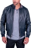 COMSTOCK & CO. PARATROOPER WATER RESISTANT REVERSIBLE LEATHER & NYLON BOMBER JACKET