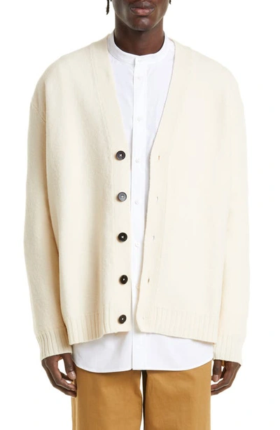 Jil Sander Off-white Embroidered Cardigan In Yellow