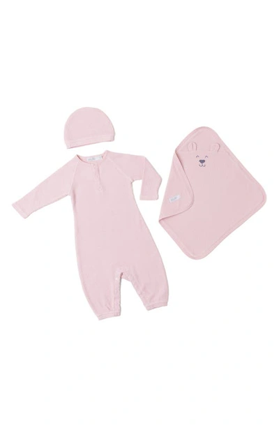 Barefoot Dreams Malibu Collection Waffle Knit Baby Bundle - Ages 3-6m In Dusty Rose