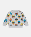 Stella Mccartney Cotton Fleece Helmet Print Sweatshirt In Grey
