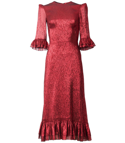 The Vampire's Wife Falconetti Metallic-thread Silk-blend Midi Dress In Red