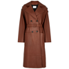 YVES SALOMON RUST LEATHER TRENCH COAT - RED - 10