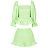 Sleeper Atlanta Lime Linen Top And Shorts Set In Lime