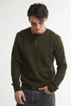 SCHOTT WOOL WAFFLE HENLEY LONG SLEEVE TEE