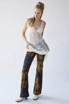 Urban Outfitters Uo Velvet Ruched V-front Flare Pant In Multi