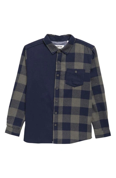 Sovereign Code Kids' Jester Buffalo Plaid Button-up Shirt In Navy/ Charcoal Plaid