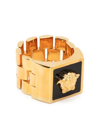 Versace Gold & Black Smalto Ring In Oro