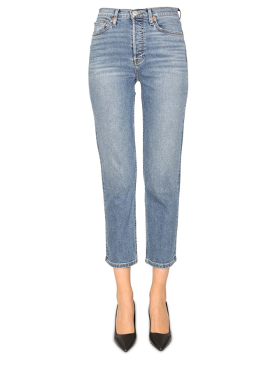 Re/done Cropped Jeans In Denim