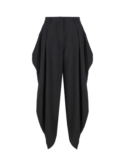 Loewe Asymmetric Grain De Poudre Wool Tapered Pants In Black