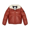 YVES SALOMON LEATHER AND SHEARLING PUFFER JACKET