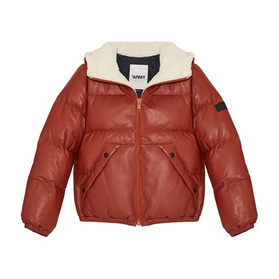 Yves Salomon Leather And Shearling Puffer Jacket In Bordeaux