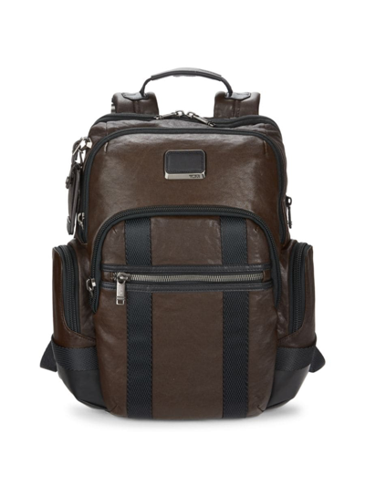 Tumi Nathan Expandable Leather Backpack In Dark Brown