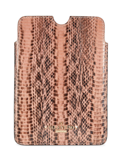 Valentino Garavani Women's Embossed Leather Ipad Mini Case In Salmon