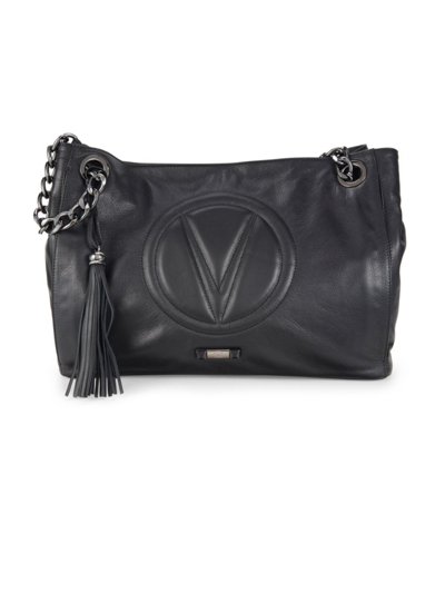 Valentino By Mario Valentino Women's Logo Leather Shoulder Bag In Black