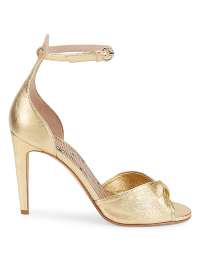 Red Valentino Twisted Metallic Leather Sandals In Gold