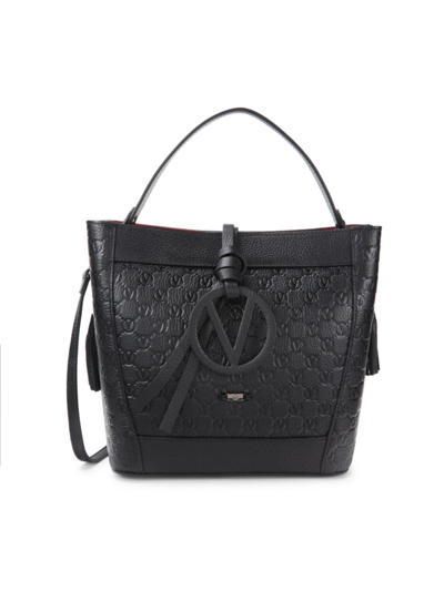 Valentino By Mario Valentino Women's Callie Medallion Monogram Leather Top Handle Bag In Black