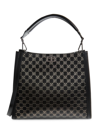 Valentino By Mario Valentino Women's Leather Monogram Top Handle Bag In Black