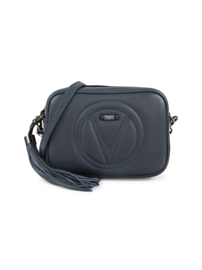Valentino By Mario Valentino Women's Logo Quilted Leather Crossbody Bag In Midnight Blue