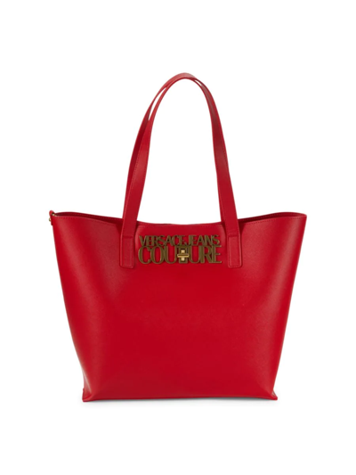 Versace Jeans Couture Women's Logo Leather Tote In Red