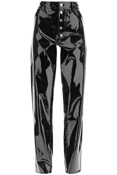 Des Phemmes Patent-effect High-waist Trousers In Black