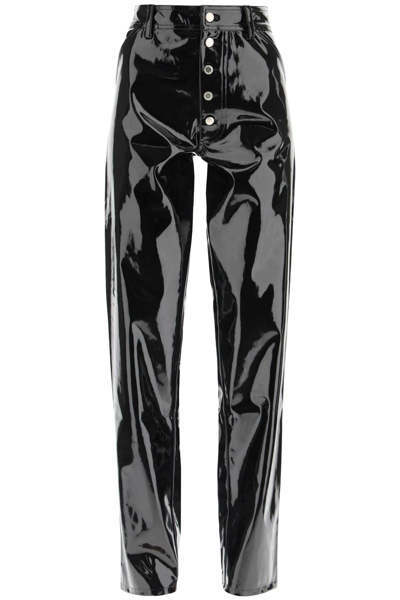 Des_phemmes Patent-effect High-waist Trousers In Black