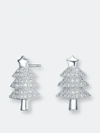 Genevive Sterling Silver Cubic Zirconia Pave Christmas Tree Earrings