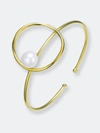 Genevive .925 Sterling Silver Gold Plating Freshwater Pearl Cuff Bracelet