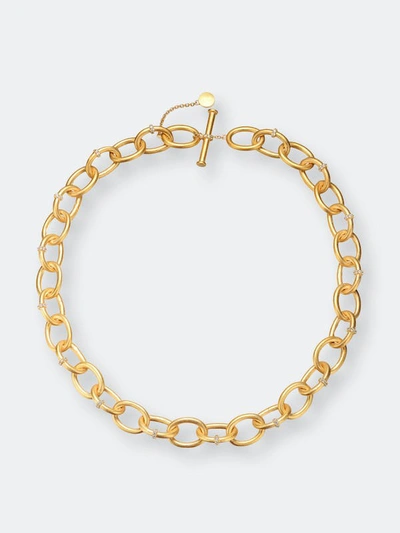 Rachel Glauber 14k Gold Plated Cubic Zirconia Chain Necklace