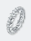 Rachel Glauber Rhodium Plated Oval Cubic Zirconia Band Ring