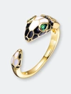 Rachel Glauber Gold Plated Green Cubic Zirconia Inlaid Ring In Gold Plated/green